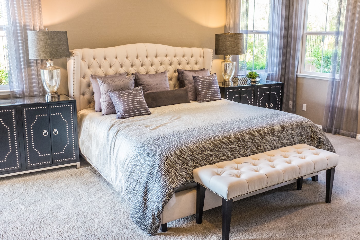 Hotel-style made bed